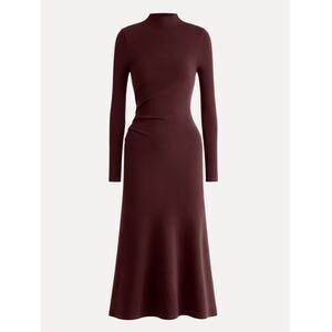 OGL ProWarm Long Sleeves Mockneck Tucks Midi Dress SIZE L NWT